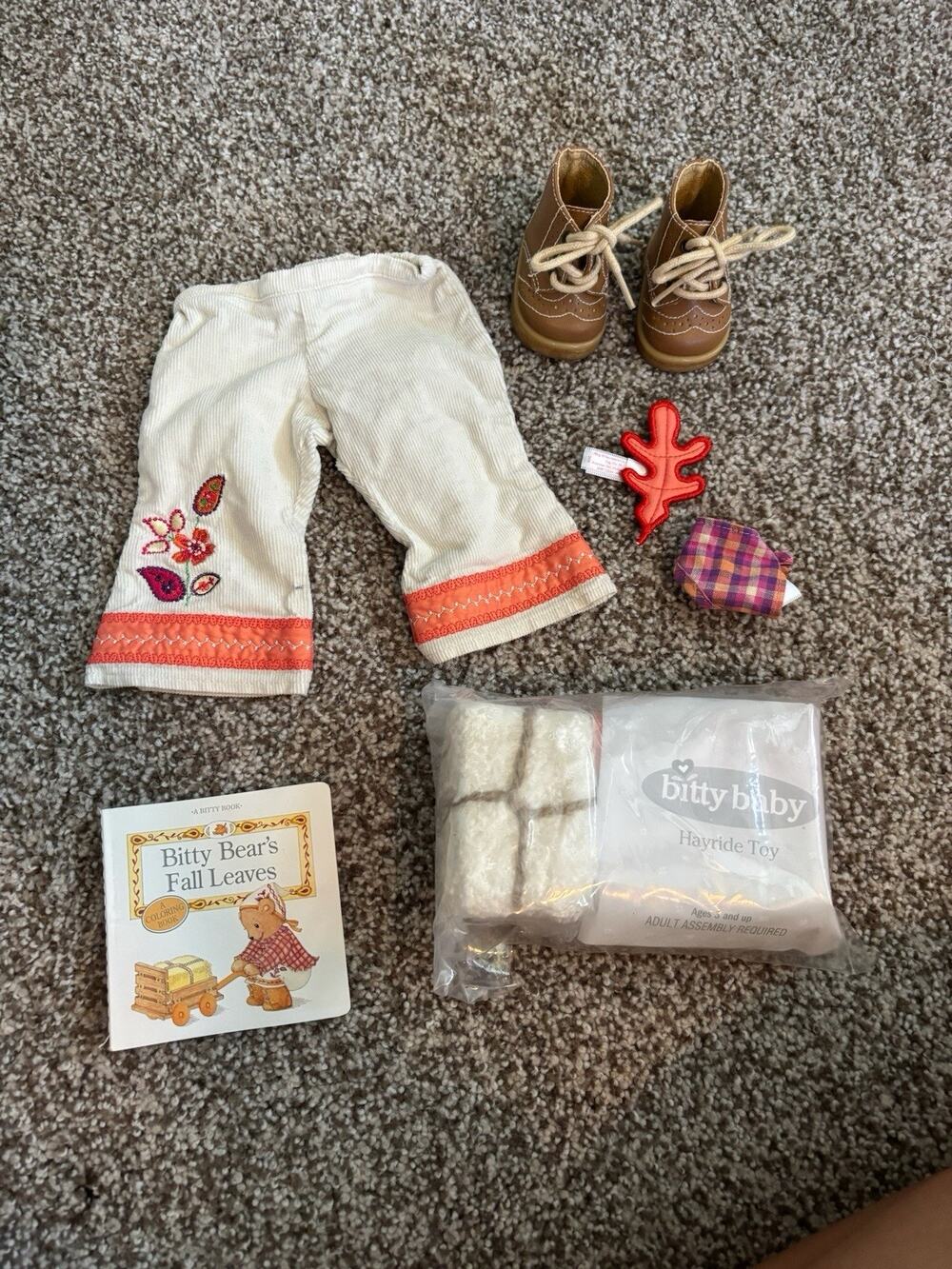 American Girl Bitty Baby Fall Harvest Outfit Set Bitty Bear Leaves Retired Lot